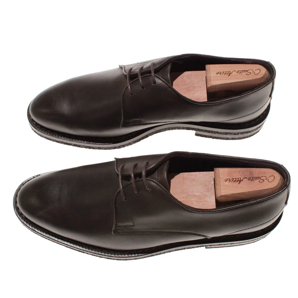 Di Bianco NWD Derby Dress Shoes Size 8.5 US in Dark Brown Leather Made in Italy